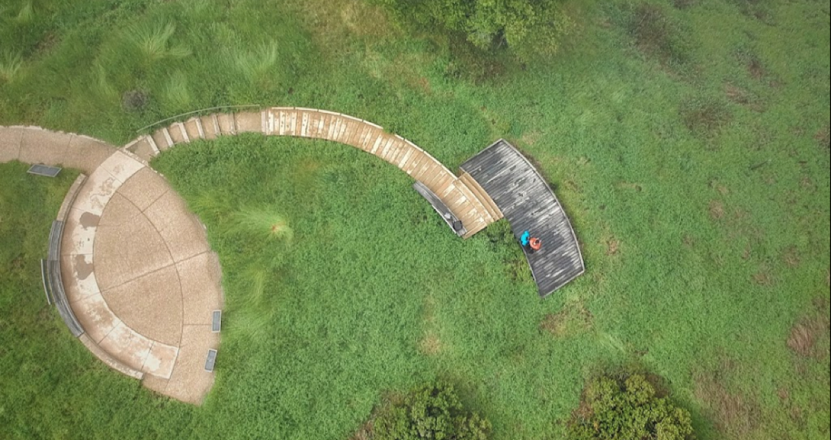 Aerial view of the curved platform