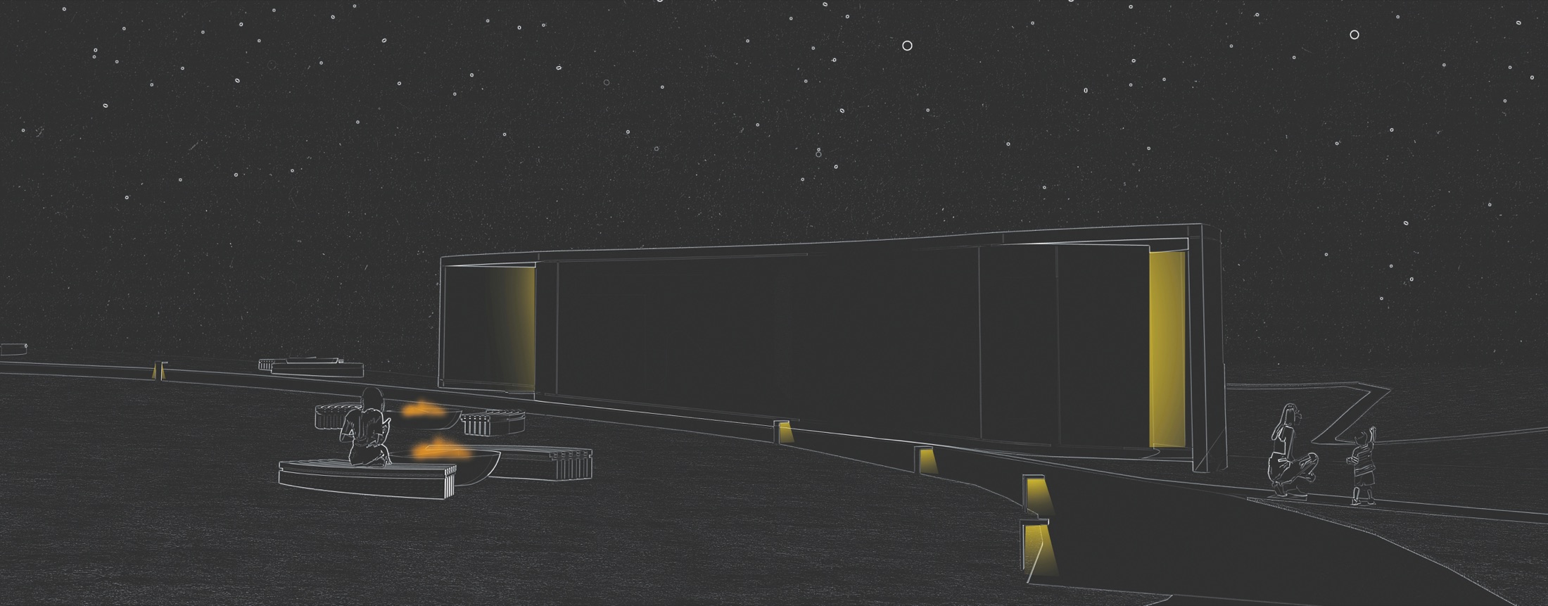 Night view of the seating terraces