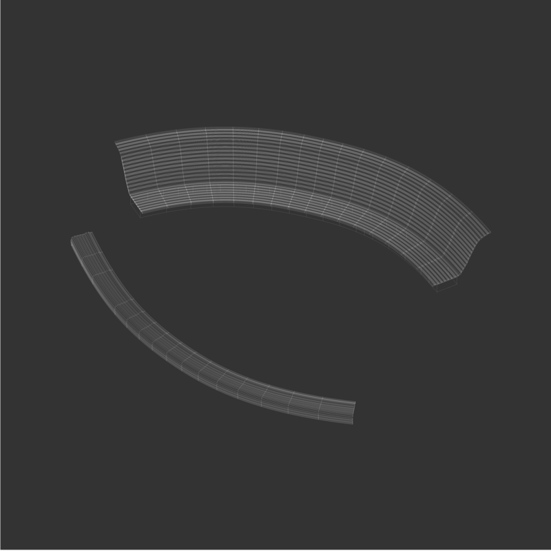 Long curved seat wireframe